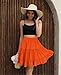 THHGPO Women's Basic Mini Skirts Versatile Flared Cotton Ruffle Elastic Waist A-Line Casual Short Skirt Orange L