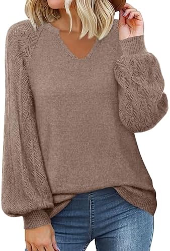 Messic Womens Pullover Sweaters 2025 Casual Long Sleeve V Neck Lo...
