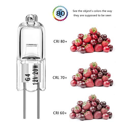 Ahevo G4 Halogen T3 20 Watt 280Lm G4 Bi-Pin Bulb Ac/Dc12 Volt For Under Cabinet Puck Light, Chandeliers, Track Lighting,20W 12V Warm White 2700K (12 Pack) #TOP2