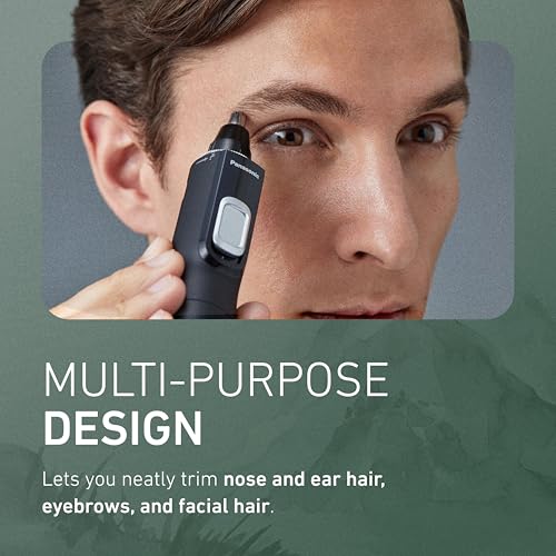 Panasonic Ear and Nose Hair Trimmer for Men with Vacuum Cleaning System, Powerful Motor and Dual-Edge Blades for Smoother Cutting, Wet/Dry – ER-GN70-K (Black)