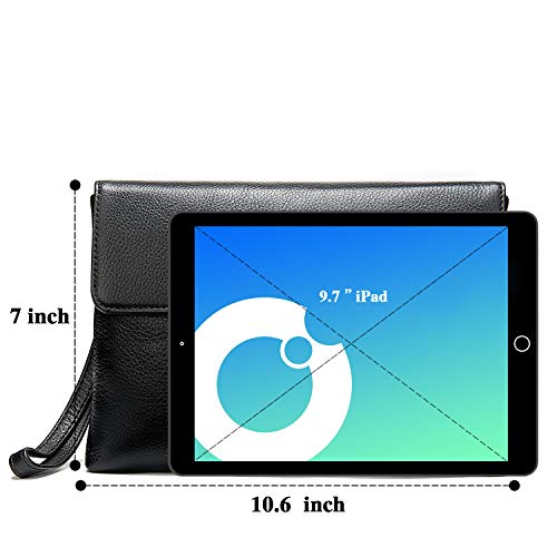 NIUCUNZH Handmade Genuine Leather Handbags for Men Large Purse Evening Clutch Bag Luxury Wristlet Wallet Black - Thumbnail 6