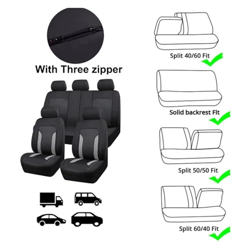 Fundas de asiento universales para automóvil protector de asiento trasero dividido 5