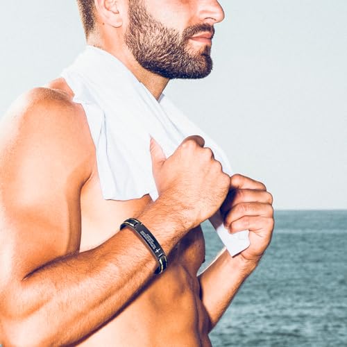 Pulsera de acero inoxidable para hombres con versículo bíblico miniatura 4