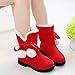 Girls' Winter Boots Faux Shearling Ankle Booties Fuzzy Fashion Snow Boots Bow Princess Shoes for (Red, 1.5 Big Kids)