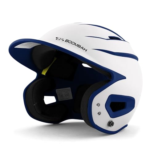 Boombah DEFCON Sleek Profile Matte Two Tone Batting Helmet (CS) NOCSAE White/Navy - Size Senior 7"" - 7 3/4""