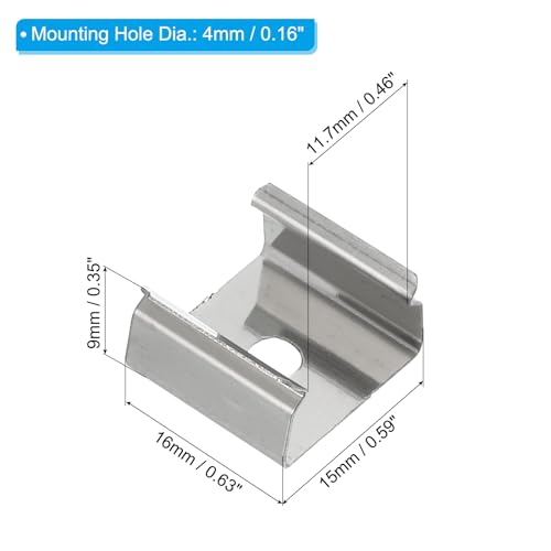 Image of PATIKIL LED Strip Clips, 60pcs Stainless Steel Mounting Brackets Fixing Clip Clamp Support Holder with Screws for 14mm to 15mm LED Strip Lighting Cable