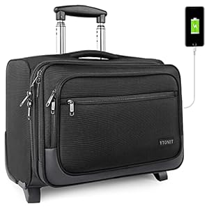 Ytonet Rolling Laptop Bag, 17 Inch Rolling Briefcase for Men Women, Water Resistant Roller Bag with Wheels and USB Charging Port for Business Travel Work, Black