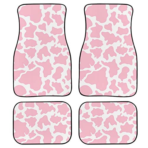 Suobstales Pink Cow Print Auto Floor Mat Full Cover Set, Printed Car Floor Mat Carpet Rubber Car Floor Mats For Comfortable #TOP1