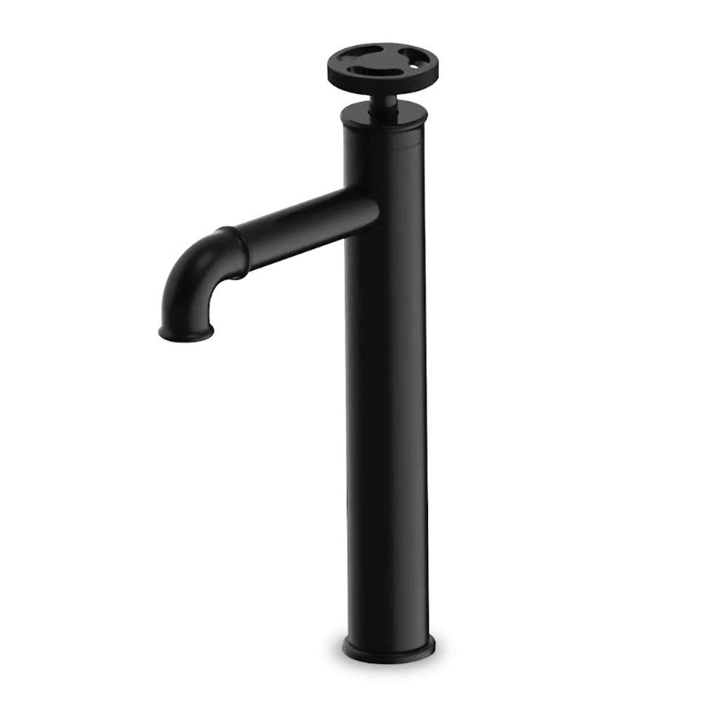 Rubinetto per lavabo da bagno rustico retrò industriale miscelatore per bacino rubinetti in ottone monoforo singolo rubinetto per lavabo bagno bagno decorazione hotel rubinetti lavandino, nero, alto