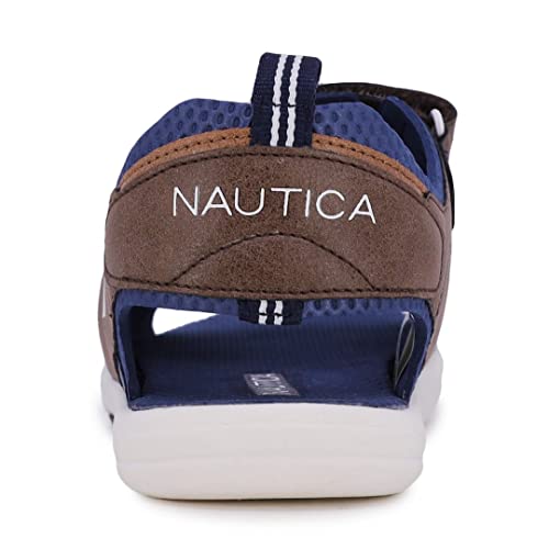 Nautica Kids Sports Sandals, Open Toe Athletic Beach Water Shoes - Boys - Girls - Little Kid Big Kid-Helm Logo-Brown Tan Ivory-13 #TOP2