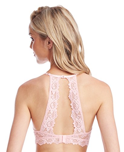 Miley Halter Lace Bralette for Women, Unpadded & Unlined Wireless High-Neck Bra, Perfect Adjustable Keyhole Lingerie (X-Large, Crystal Rose) - Image 3