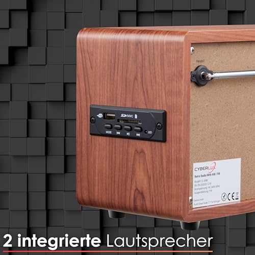 Nostalgie Kompaktanlage | Radio Holz mit Bluetooth | USB | SD Karten Slot | FM/AM | Musikanlage Retro Style | Stereoanlage | Küchenradio | Nostalgie Vintage Radio – Bild 7