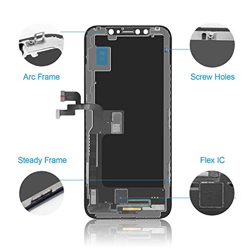 For Iphone X Screen Replacement Lcd 5.8 Inch With 3D Touch Screen Display Digitizer Assembly Set For A1865,A1901,A1902 W/Repair Tools Kit+ Waterproof Frame Adhesive Sticker+Screen Tempered Protector #TOP3