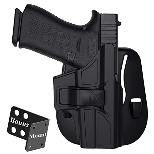 77GO Glock 43 Holster, OWB Holster fit Glock 43X/Glock 43, Tactical Gun Holster, Belt Carry Polymer G43 Holster, Adjustable Cant Glock 43X Paddle Holster, Quick Release - Right Handed