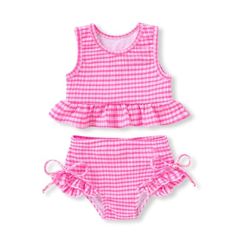 Image of HAPPYMA Baby Swimsuit Toddler Girl Bathing Suit Summer Stripe Bikini Set Beach Two Piece Swim Wear