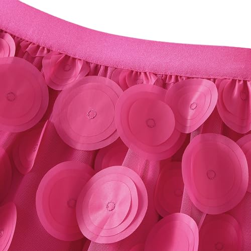 Tulle Skirt Women 3D Polka Dot Elastic Waist Mesh Flowy A-Line Midi Skirts Wedding Halloween Party Outfit4