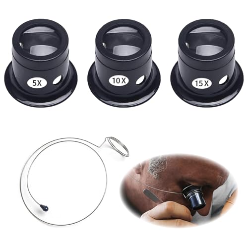 3 Stück Uhrmacherlupe 5x/10x/15x Juwelierlupe Uhrenlupe Uhrmacher Lupe Lupenbrille Monokular Schmuck Lupe Klein Und Leicht Okular Mit Lupe Stahlring Uhrmacher Einfach Zu Identifizieren Und Sehen