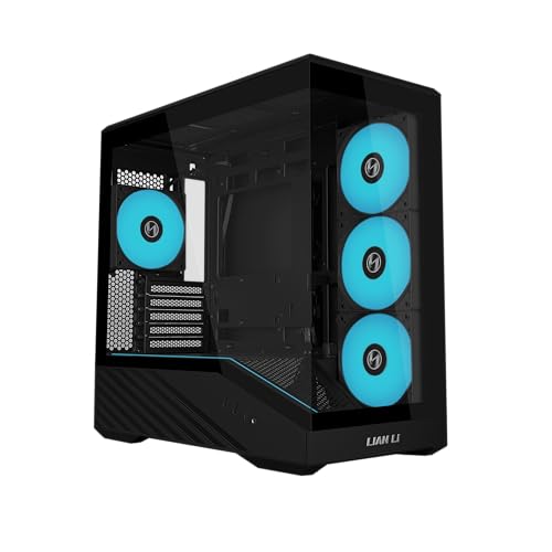 Lian Li VECTOR V100 MINI Micro Form Factor Compact PC Case, Pre-install 4 x 120mm ARGB PWM Fans, Panoramic Tempered Glass, Support Backet-Connect Micro-ATX, 415mm GPU, 360mm Radiator - Black(V100RMIX)