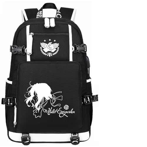 ISaikoy Anime Violet Evergarden Backpack Bookbag Daypack School Bag Laptop Bag with USB Charging Port 8