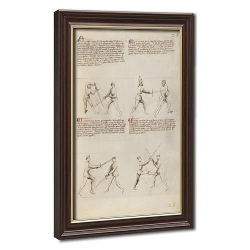 Impression sur toile haut de gamme Combat with Sword Fiore Dei Liberi avec cadre en bois