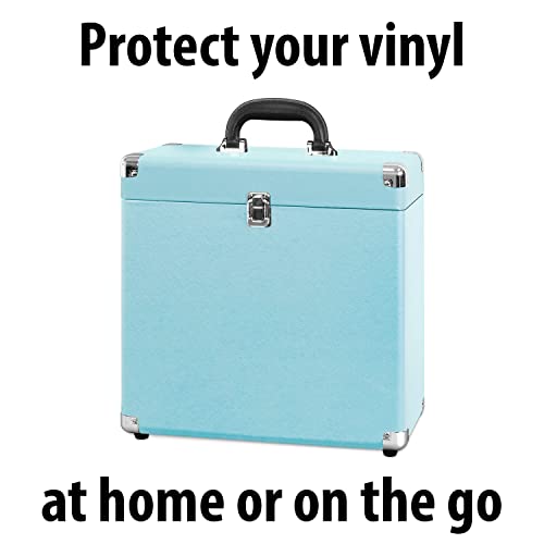 Image of Victrola Collector - Vinyl Record Storage Case, Holds 30+ LPs - Turquoise | Vinyl record storage case, holds 30+ LPs (33 /45 /78), corner guards, heavy-duty hinges, dust and scratch protection