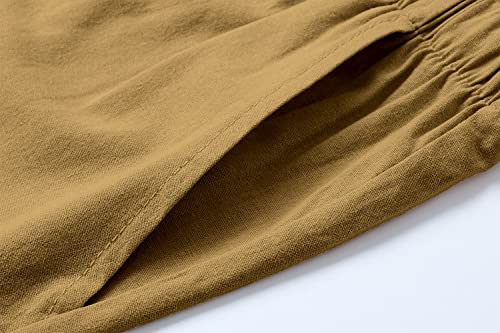 utcoco Men's Cotton Linen Beach Pants Loose Casual Drawstring Wasit Slacks with Pocket3
