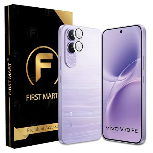 Image of FIRST MART Tempered Glass for Vivo V70 FE 5G with Silver Camera Ring Guard & Installation Kit | HD Clear Edge-to-Edge Screen Protector, Scratch Resistant, Case-Friendly | Pack of 1