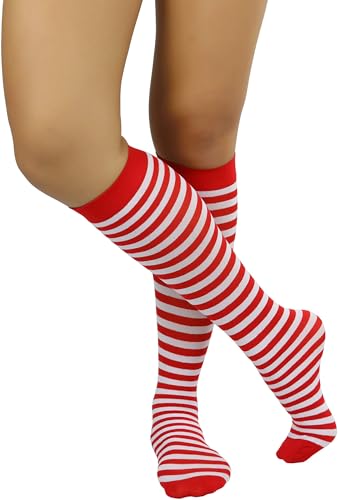 Image of ToBeInStyle Women's Opaque Striped Knee High Warm Nylon Stockings Hosiery