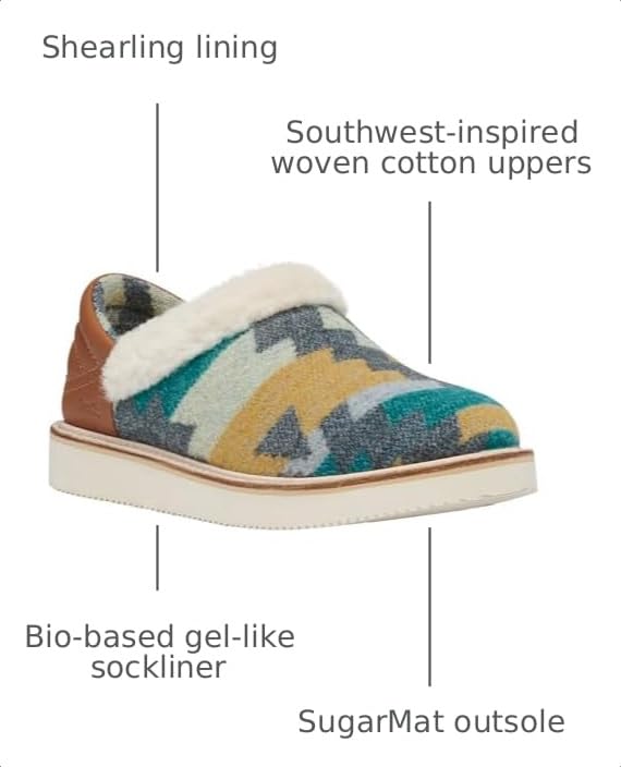 Image of Sanuk Womens Cozy Vibe Southwest Slippers | Indoor & Outdoor Slippers for Women | Shearling Line Fall House Shoes
