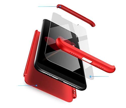 AKC Funda Compatible Samsung Galaxy S10 con 360u00b0Todo Incluido Anti-Scratch, con 2 * HD Vidrio Templado Carcasa Case,Ultra Fina 3 en 1 Hard PC Caja Cover Resistente al Desgaste-Rojo