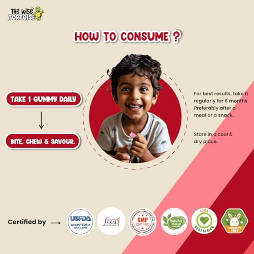 Image of Athlete 0 Sugar Calcium + Vitamin D Gummies | Added Prebiotics | 5-15 Years | Bone Strength, Growth & Teeth Health | Super Strawberry Flavor | 30 Gummies | The Wise Tortoise TWT