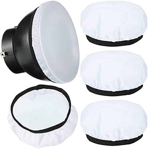 4 Pieces Diffuser Lamp Sock Soft Diffuser Lamp Cover 7 Inches/ 18 cm Standard Cloth Diffuser Light Sock Lampshade Reflector Lamp Sock for Strobe Flash Light Speedlite (White)