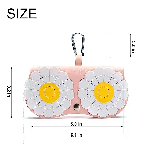 Image of Cartoon Sunglasses Pouch, Portable Snap Button Glasses Case with Clip PU Leather Splicing Eyeglasses Carrying Bag