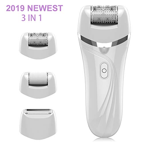 Facial Hair Epilator For Women, Toeeson Epilator For Women Facial Hair With 3 Heads, USB Cordless Hair Epilator Removal With Callus Remover Head