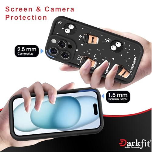 Image of DARKFIT Back Case Cover Compatible for iPhone 15 Pro Max | Cute Fun Cartoon 3D Ball Coffee Silicone Case | Camera Protection | Body Protection | Shock Proof | Colour Black | Pack of 1