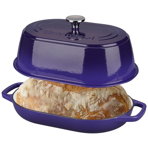 VORRINGARD Enameled Cast Iron Dutch Oven Pot with Dome Lid, Oval Bread Oven for Homemade Sourdough...