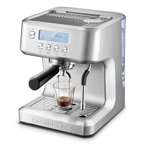 CASABREWS Machine à café Expresso avec Température réglable, 20Bars de Pression Machine Expresso avec Écran LCD, Cafetière Expresso Pour Café Moulu, Machine à Espresso et Cappuccino, Réservoir de 2.2L