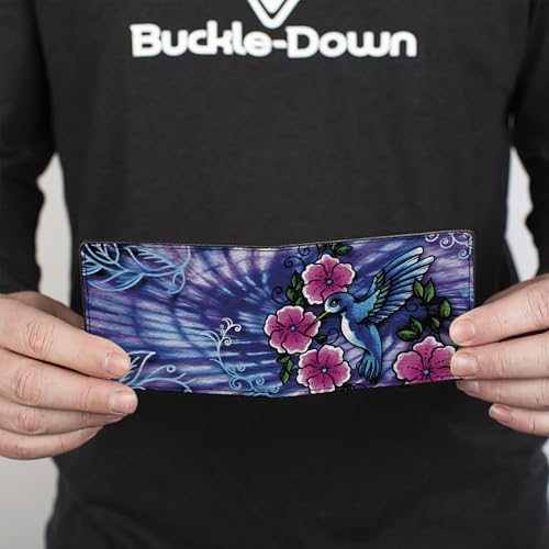 Buckle-Down Men's Standard PU Bifold Wallet-TJ-Hummingbird, Multicolor, 4.0" x 3.5"4