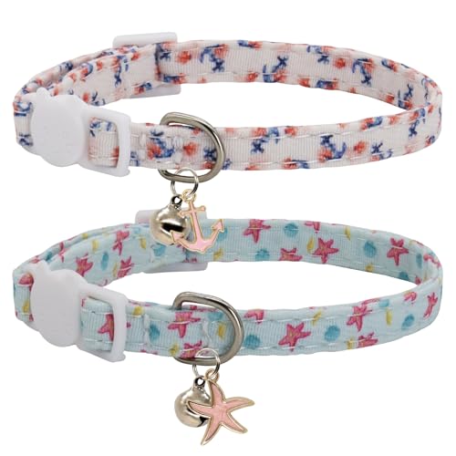 Giecooh Cat Collar Breakaway for Girl and Boy Cats, Ocean Shaped