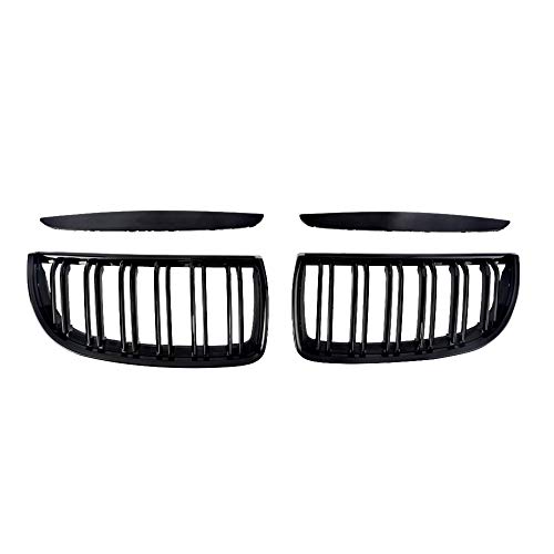 Aokaili Front Kidney Grille Hood Grills Fit 2005-2008 E90/E91 3-Series (Double Slat Grille),4Pcs Glossy Kidney Grille Abs Plastic Grille #TOP1