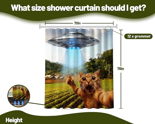 Image of Extra Tall Shower Curtain XL Fun Cat Men, 70 x 78 Inchs