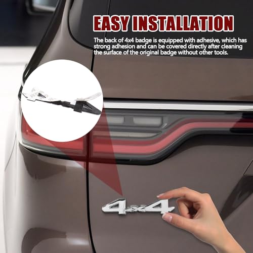 Image of 4x4 Emblem Sticker, 3D Chrome Badge Decal Sticker | Emblem Nameplate Decal, 3D Metal Badge Decal for Auto Fender Bumper Front Hood Trunk, Car Accessories for Most Cars