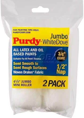 Purdy White Dove Dralon 1/2 in. x 4.5 in. W Mini For Semi Smooth to Semi Rough Surfaces 2 pk Paint Roller Cover