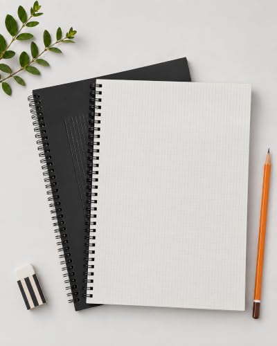 Image of PaperO Professional A4 Square Grid Notebook | 5MM Square Graph Design | A4 Size (8.5 x 11 inches) | Ideal for Architects & Designers | Kraft Cover | 100 Pages | (Black Cover Grid Book)