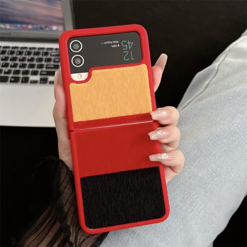 Coque peluche Samsung Z Flip 5 4 3 silicone résistant rouge