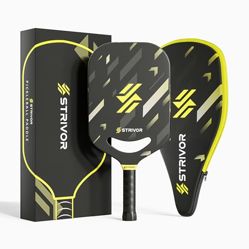 Image of STRIVOR Pro Pickle Ball Racket - T700 Raw Carbon Fiber, 16MM Thermoformed Core, Edgeless Design with Carbon Friction Surface for Spin & Control, Lightweight Paddle with Protective Cover