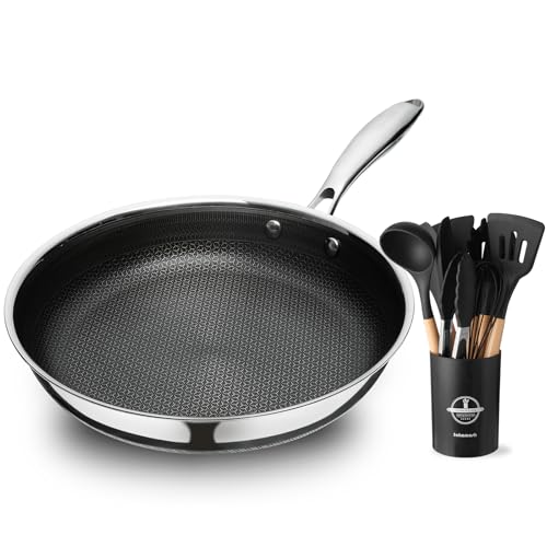 SAKAMOSH Hybrid Frying Pan with Silicone Utensil Set
