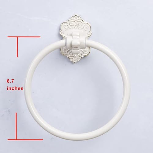 Sdh TR006 WHITE Bathroom Towel Ring - Vintage Style Antique White & Gold Towel Hanger thumb #2
