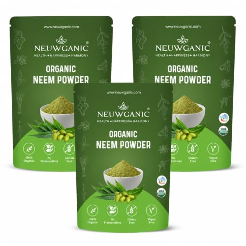 Image of Organic Neem Leaf Powder - Neem Powder for Face Pack, Eating, Hair & Skin Care - 200 Gm - Pack of 3
