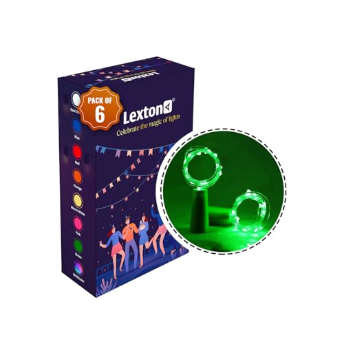 Image of Lexton Cork Light | Bottle Light | Green Copper String Light | Cork String Light | 6 Pieces | for Valentine's Day, Room decor, Birthdays, Party,Diwali